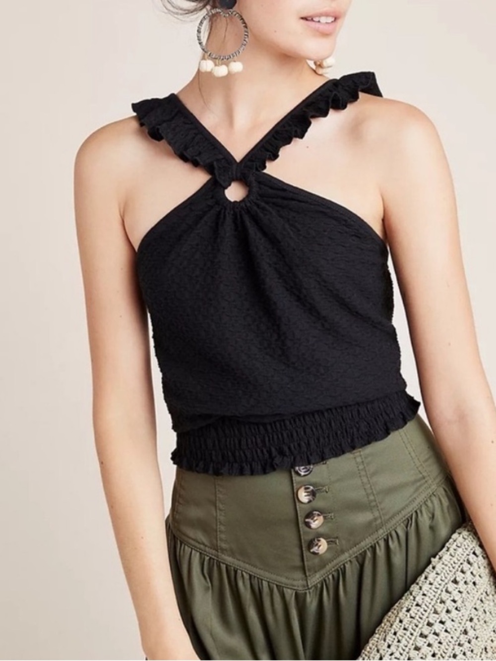 Anthropologie Ring Ruffle Textured Tank